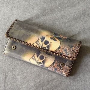 Skull and Rose Leather Wallet